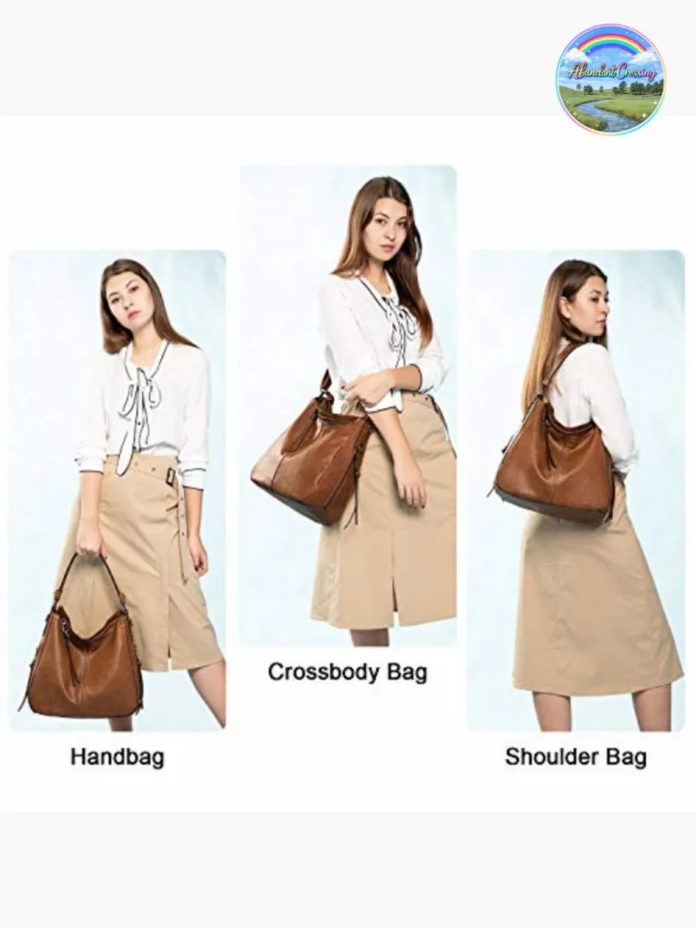 Faux Leather Hobo Crossbody Bag Large Capacity Shoulder Purse